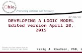John R. Kasich, Governor Tracy J. Plouck, Director Kraig J. Knudsen, PhD, LISW * Slides have been adapted from UW Extension training on Logic Models.