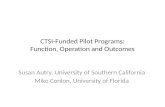CTSI-Funded Pilot Programs: Function, Operation and Outcomes Susan Autry, University of Southern California Mike Conlon, University of Florida.