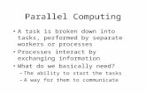 Parallel Computing A task is broken down into tasks, performed by separate workers or processes Processes interact by exchanging information What do we.