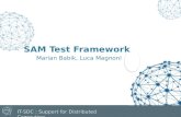 Marian Babik, Luca Magnoni SAM Test Framework. Outline  SAM Test Framework  Update on Job Submission Timeouts  Impact of Condor and direct CREAM tests.