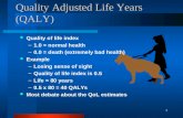 1 Quality Adjusted Life Years (QALY) Quality of life index –1.0 = normal health –0.0 = death (extremely bad health) Example –Losing sense of sight –Quality.