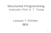 Structured Programming Instructor: Prof. K. T. Tsang Lecture 7: Pointer 指针 1.