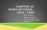 CHAPTER 15 YEARS OF CRISIS 1919 - 1939 Mrs. Tucker World History Victor Valley High School.