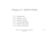 Data Communications, Kwangwoon University17-1 Chapter 17. SONET/SDH 17.1 Architecture 17.2 SONET Layers 17.3 SONET Frames 17.4 STS Multiplexing 17.5 SONET.