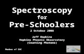 Jeff Hopkins Hopkins Phoenix Observatory (Counting Photons) Spectroscopy for Pre-Schoolers Member of SAC 2 October 2008.