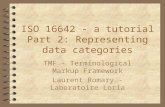 ISO 16642 - a tutorial Part 2: Representing data categories TMF - Terminological Markup Framework Laurent Romary - Laboratoire Loria.