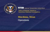Office of Railroad, Pipeline & Hazardous Materials Investigations Macdona, Texas Operations.