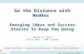 Www.saferhealthcarenow.ca Go the Distance with MedRec Emerging Ideas and Success Stories To Keep You Going March 3, 2011 Alice Watt, ISMP Canada.