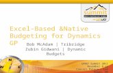 GPUG ® Summit 2011 November 8-11 Caesars Palace – Las Vegas, NV Excel-Based &Native Budgeting for Dynamics GP Bob McAdam | Tribridge Zubin Gidwani | Dynamic.