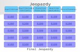 Jeopardy $100 Equilibrium Constants Le Chatelier’s Principle Reaction Quotients Miscellaneous $200 $300 $400 $500 $400 $300 $200 $100 $500 $400 $300 $200.