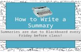 Summaries are due to Blackboard every Friday before class!