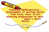 Planning for transition – Development of writing skills from Early Years to KS1 ensuring progression of each pupil’s Basic Skills June 2007.