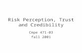 Risk Perception, Trust and Credibility Cmpe 471-03 fall 2001.