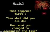 Www.geniekids.com Magic? What happened first ? Then what did you all do? Then what you changed to accomplish the task?