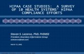Copyright Boundary Information Group 2002 HIPAA CASE STUDIES: A SURVEY OF 10 HEALTH SYSTEMS’ HIPAA COMPLIANCE EFFORTS Steven S. Lazarus, PhD, FHIMSS President,