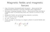 Magnetic fields and magnetic forces Han Christian Oersted/Andr é Ampere – discovered the relationship between moving charges and magnetism Michael Faraday/Joseph.