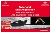 Taper and Skill Acquisition Shannon Rollason AIS Swimming Head Coach.