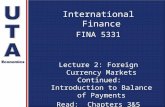 International Finance FINA 5331 Lecture 2: Foreign Currency Markets Continued: Introduction to Balance of Payments Read: Chapters 3&5 Aaron Smallwood.
