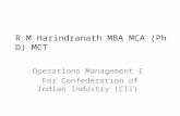 Operations Management I For Confederation of Indian Industry (CII) R M Harindranath MBA MCA (Ph D) MCT.