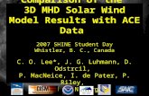 Comparison of the 3D MHD Solar Wind Model Results with ACE Data 2007 SHINE Student Day Whistler, B. C., Canada C. O. Lee*, J. G. Luhmann, D. Odstrcil,
