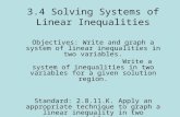 3.4 Solving Systems of Linear Inequalities Objectives: Write and graph a system of linear inequalities in two variables. Write a system of inequalities.