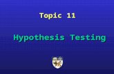 Hypothesis Testing Hypothesis Testing Topic 11. Hypothesis Testing Another way of looking at statistical inference in which we want to ask a question.