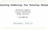 A Routing Underlay for Overlay Networks Akihiro Nakao Larry Peterson Andy Bavier SIGCOMM’03 Reviewer: Jing lu.