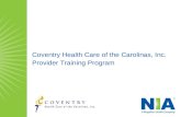 Coventry Health Care of the Carolinas, Inc. Provider Training Program.