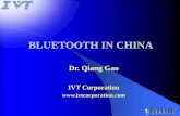 Dr. Qiang Gao IVT Corporation  BLUETOOTH IN CHINA.