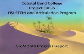 Coastal Bend College Project OASIS HSI STEM and Articulation Program Six Month Progress Report.