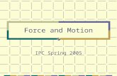 Force and Motion IPC Spring 2005. FORCE AND MOTION 1. Define Force. FORCE - a push or a pull 2. Distinguish between balanced and unbalanced forces. When.
