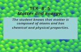 TEK 8.5 Matter and energy. The student knows that matter is composed of atoms and has chemical and physical properties.