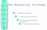 I. Marketing Analysis II. The Global Environment III. Planning and Market Research IV. Market Segmentation The Marketing Strategy.