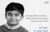 NATIONAL INFORMATION BOARD Interoperability workshop – Taking forward Personalised Health and Care 2020 Indi Singh 2 nd June 2015.