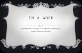 IN A WORD Modified Music Therapy As an Effective Treatment for Autism Spectrum Disorder.