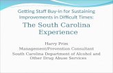 Getting Staff Buy-in for Sustaining Improvements in Difficult Times: The South Carolina Experience Harry Prim Management/Prevention Consultant South Carolina.