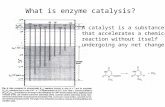 What is enzyme catalysis? A catalyst is a substance that accelerates a chemical reaction without itself undergoing any net change.