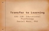 Transfer to Learning EDU 330: Educational Psychology Daniel Moos, PhD.