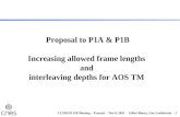 CCSDS P1A/B Meeting - Frascati - Nov 8, 2001 - Gilles Moury, Guy Lesthievent - 1 Proposal to P1A & P1B Increasing allowed frame lengths and interleaving.