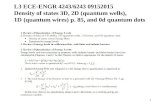 L3 ECE-ENGR 4243/6243 09152015 Density of states 3D, 2D (quantum wells), 1D (quantum wires) p. 85, and 0d quantum dots 1.