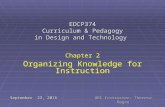 September 23, 2015UBC Instructor: Theresa Magee EDCP374 Curriculum & Pedagogy in Design and Technology Chapter 2 Organizing Knowledge for Instruction.
