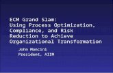 ECM Grand Slam: Using Process Optimization, Compliance, and Risk Reduction to Achieve Organizational Transformation John Mancini President, AIIM.