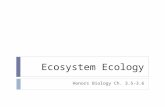 Ecosystem Ecology Honors Biology Ch. 3.5-3.6. Ecosystems  Characterized by:  Biotic Factors:  Plants  Animals  Fungi  Protists  Bacteria  Abiotic.