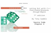 Starting Out with C++: From Control Structures through Objects 7 th edition By Tony Gaddis Source Code Chapter 4.