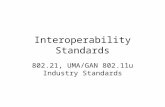 Interoperability Standards 802.21, UMA/GAN 802.11u Industry Standards.