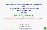 Thursday, October 22, 2015 Indian Agricultural Statistics Research Institute Library Avenue, Pusa, New Delhi – 110012 National Information System on Agricultural.