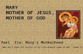 MARY MOTHER OF JESUS, MOTHER OF GOD Part IIa: Mary’s Motherhood “Who am I that the mother of my Lord should come to me?” (Luke 1:43)