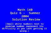 Math 140 Quiz 6 - Summer 2004 Solution Review (Small white numbers next to problem number represent its difficulty as per cent getting it wrong.)