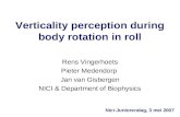 Verticality perception during body rotation in roll Rens Vingerhoets Pieter Medendorp Jan van Gisbergen NICI & Department of Biophysics Nici-Juniorendag,