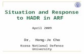 Situation and Response to HADR in ARF April 2009 Dr, Hong-Je Cho Korea National Defense University.